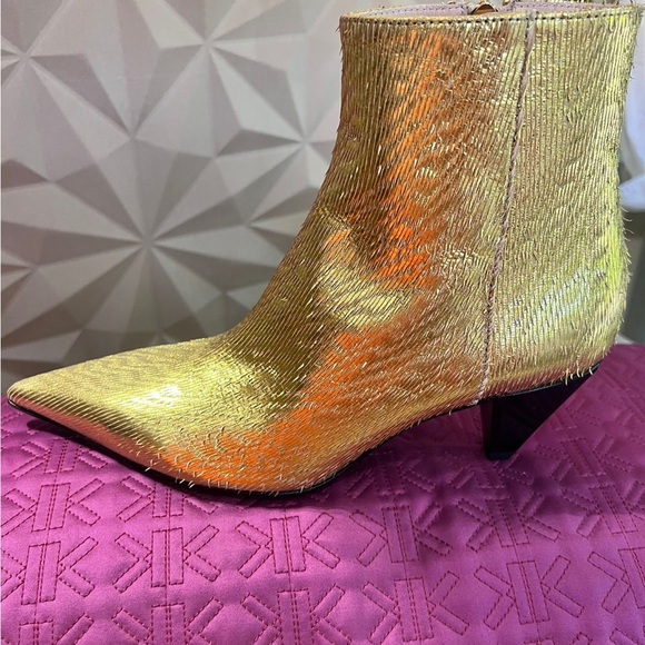 AGL MADE IN ITALY Gold Women's Ankle Boots Diamond shaped heel| size EU39 - Picture 4 of 10